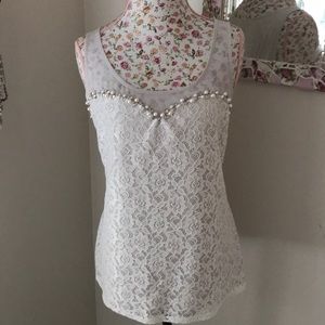 Lace and Pearl Tank
